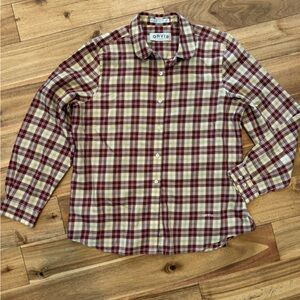 Orvis Red and Cream Plaid Shirt 16‎ neck